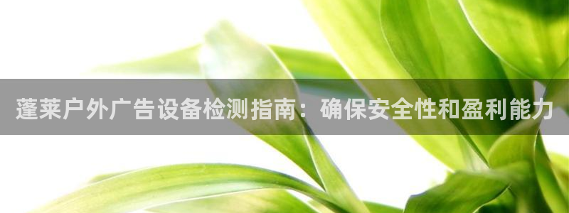 杏宇平台怎么样知乎：蓬莱户外广告设备检测指南：确保安全性和盈利能力